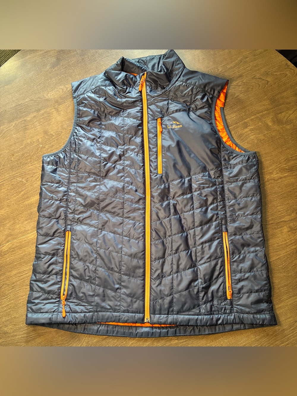 LL Bean Men's PrimaLoft Packaway Vest X-Large Tall Regular Carbon Navy
